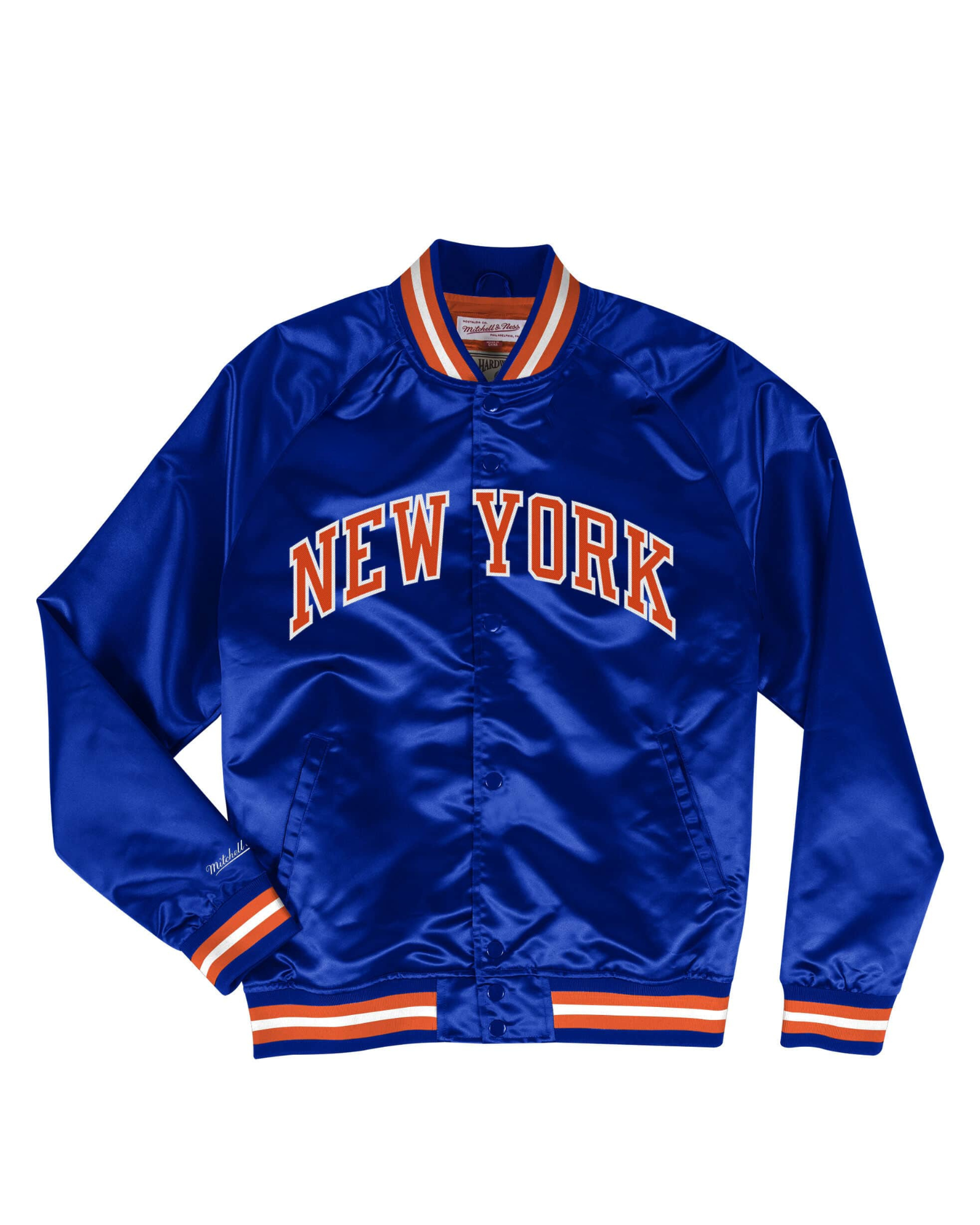 90’s New York Knicks Bomber Blue Satin Jacket 1 90’s New York Knicks Bomber Blue Satin Jacket