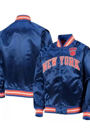 Hardwood Classics NY Knicks Blue Satin Jacket