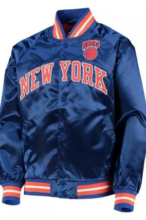 Hardwood Classics NY Knicks Blue Satin Jacket