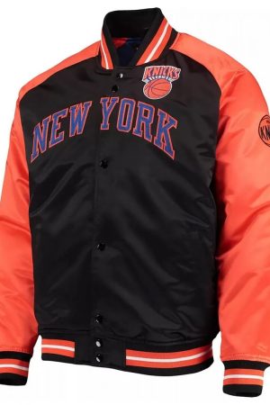 Hardwood Classics Reload 3.0 NY Knicks Black and Orange Jacket