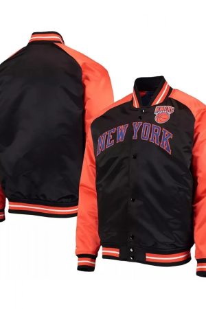 Hardwood Classics Reload 3.0 NY Knicks Black and Orange Jacket