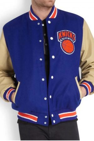 Men’s New York Knicks Blue Letterman Jacket