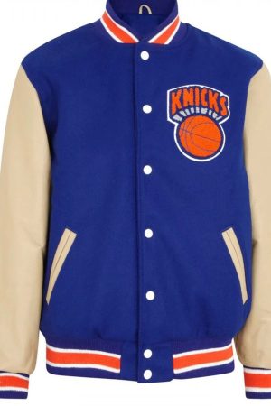 Men’s New York Knicks Blue Letterman Jacket