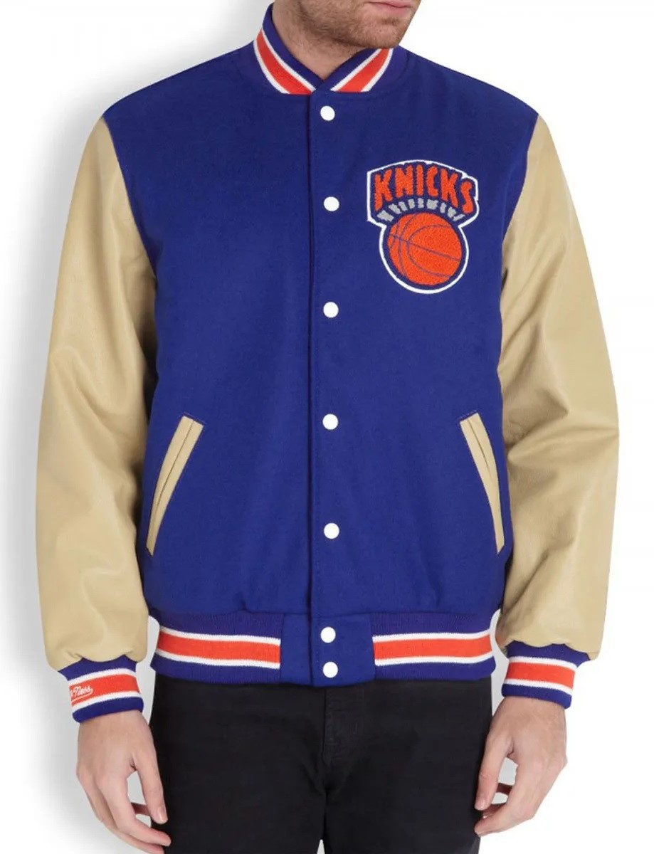 Men’s New York Knicks Blue Letterman Jacket 5 Men’s New York Knicks Blue Letterman Jacket