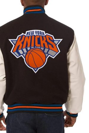 New York Knicks Black and White Varsity Jacket