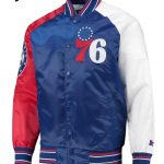 Philadelphia 76ers Red and Royal Varsity Satin Jacket - Style 4
