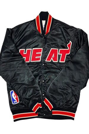 90s Miami Heat Satin Black Jacket
