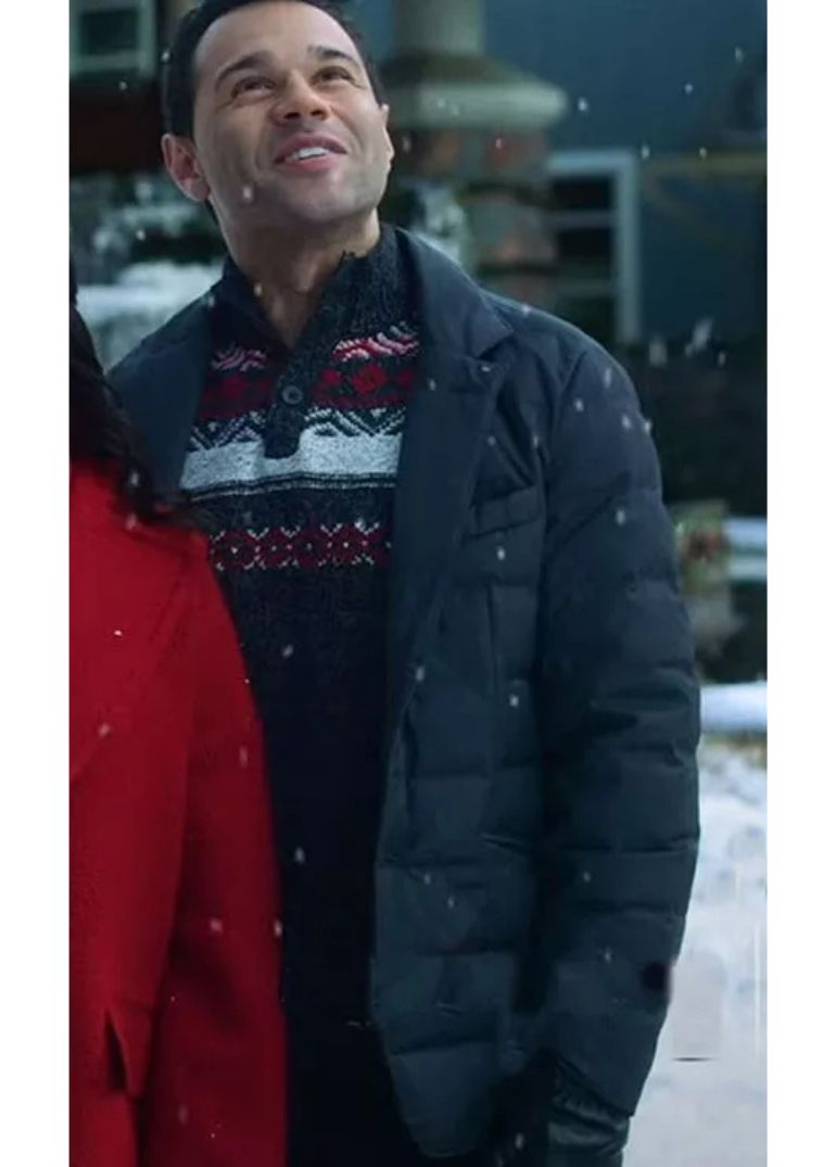 A Christmas Dance Reunion Corbin Bleu Black Puffer Jacket 2 A Christmas Dance Reunion Corbin Bleu Black Jacket