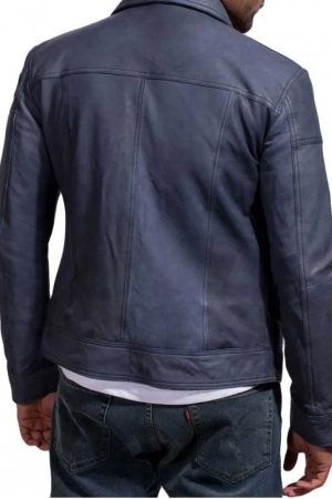 Aaron Paul Need For Speed Blue Leather Jacket