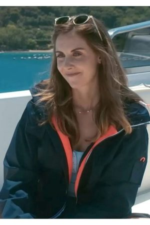 Alison Brie Spin Me Round Blue Cotton Jacket