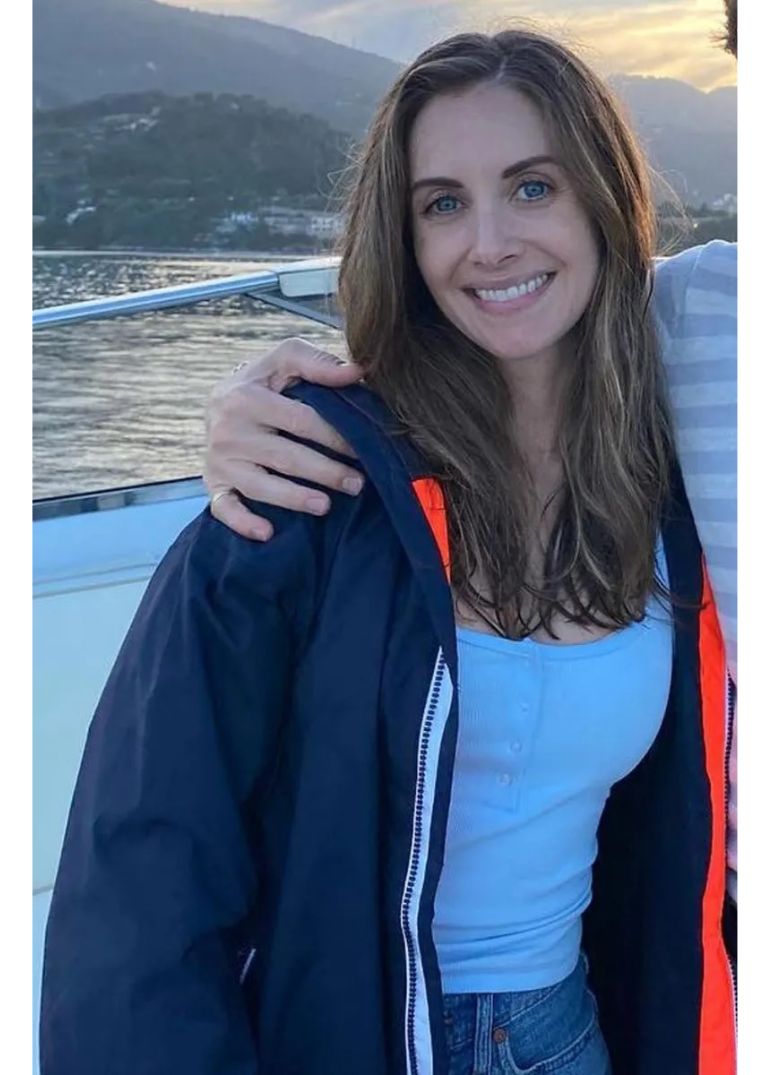 Alison Brie Spin Me Round Blue Cotton Jacket 1 Alison Brie Spin Me Round Blue Jacket