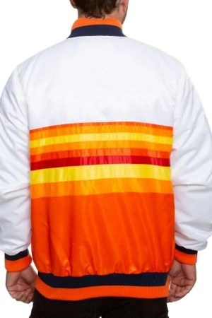 Houston Astros White And Orange Satin Jacket
