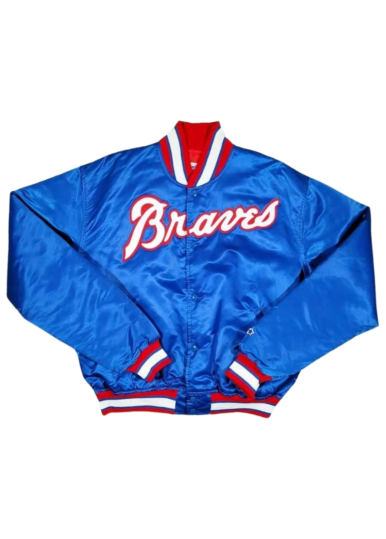 Atlanta Braves 80’s Bomber Satin Jacket 1 Atlanta Braves 80’s Bomber Satin Jacket