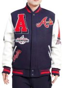 Atlanta Braves Mash Up Navy and White Varsity Jacket