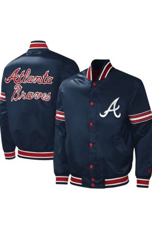 Atlanta Braves Midfield Navy Satin Jacket