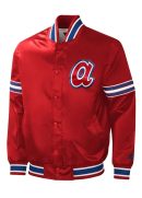 Atlanta Braves Slider Red Varsity Satin Jacket