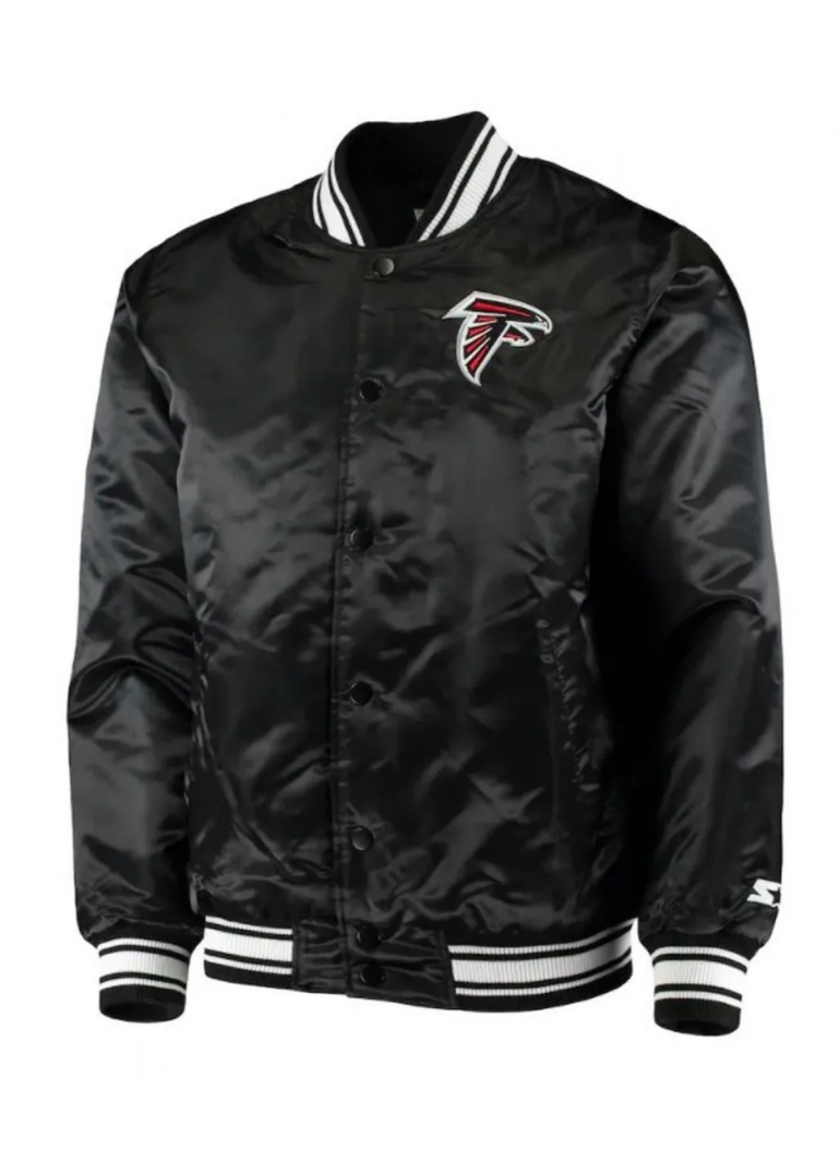 Atlanta Falcons Satin Black Starter Jacket 1 Atlanta Falcons Satin Black Starter Jacket