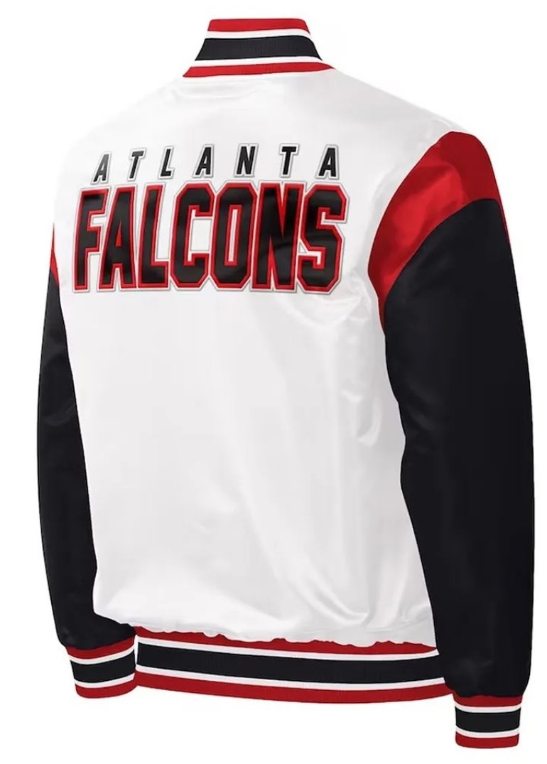 Atlanta Falcons Throwback Warm Up Pitch Satin Jacket 2 Atlanta Falcons Throwback Warm Up Pitch Jacket