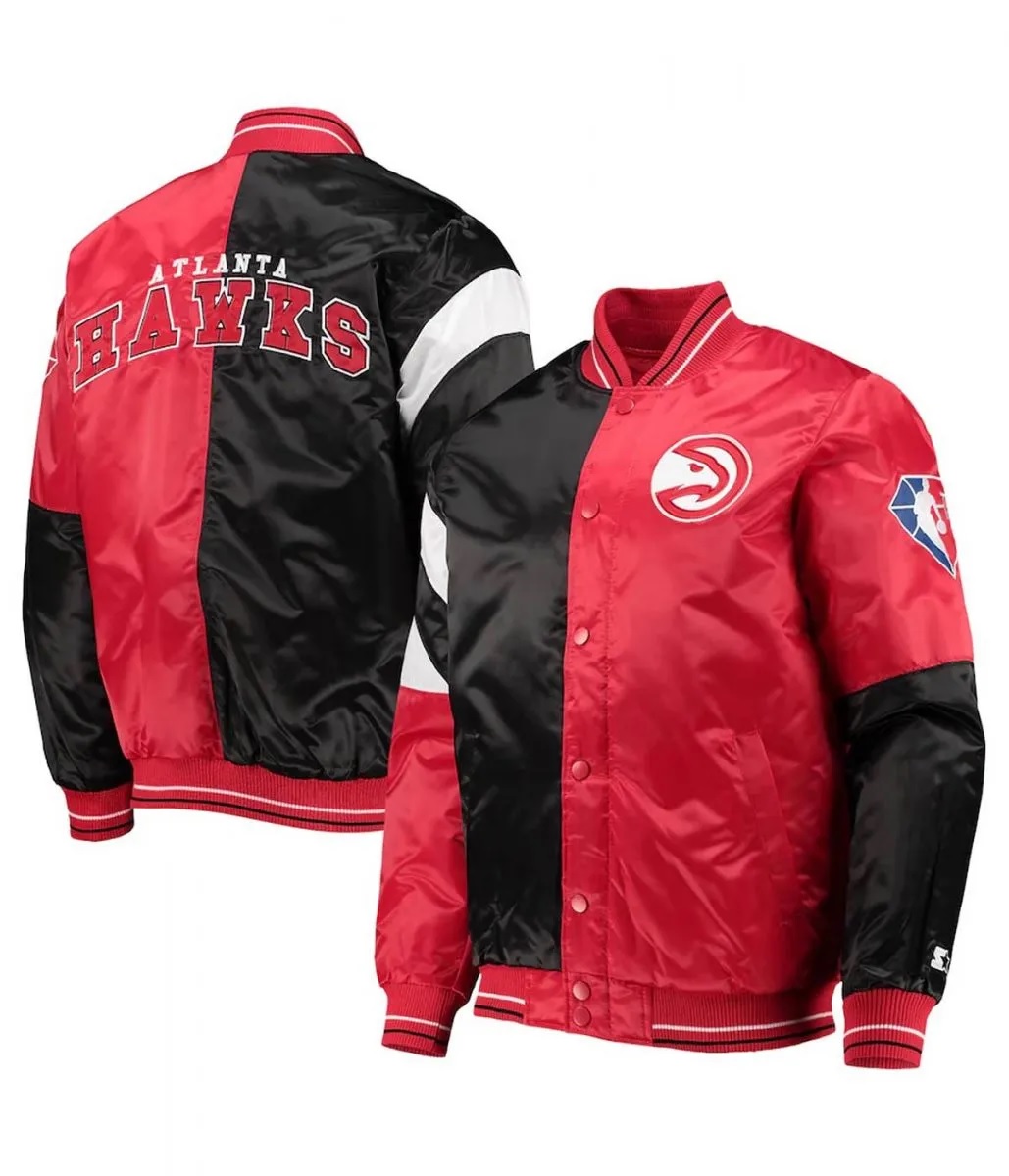 Atlanta Hawks 75th Anniversary Full-Snap Satin Jacket 3 Atlanta Hawks 75th Anniversary Full-Snap Satin Jacket