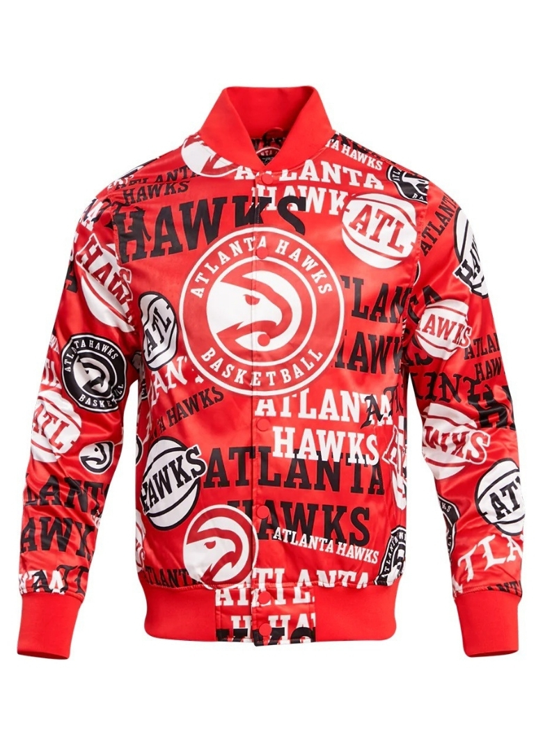 Atlanta Hawks Aop Satin Varsity Jacket