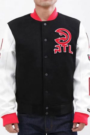 Atlanta Hawks Black and White Letterman Jacket