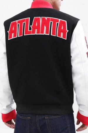Atlanta Hawks Black and White Letterman Jacket