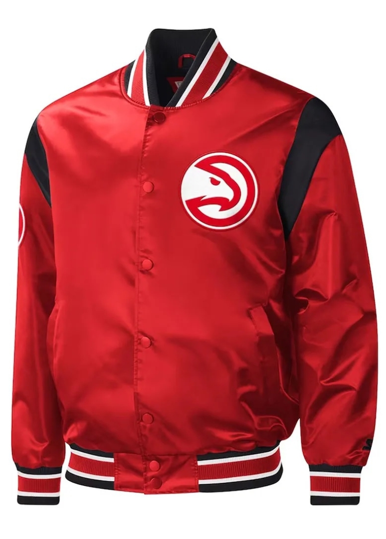 Atlanta Hawks Force Play Red Satin Jacket