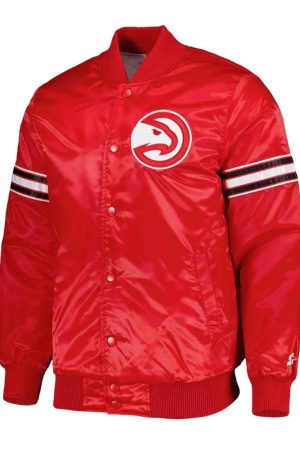 Atlanta Hawks Pick and Roll Red Satin Jacket