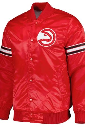 Atlanta Hawks Pick and Roll Red Satin Jacket