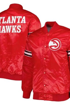 Atlanta Hawks Pick and Roll Red Satin Jacket