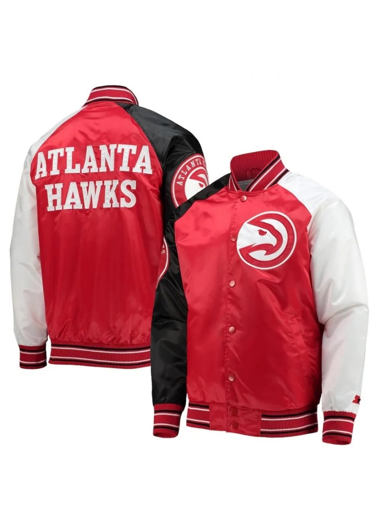 Atlanta Hawks Reliever Raglan Full-Snap Jacket 3 Atlanta Hawks Reliever Raglan Varsity Jacket