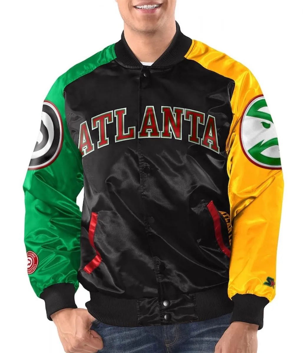 Atlanta Hawks Ty Mopkins Varsity Satin Jacket 1 Atlanta Hawks Ty Mopkins Varsity Satin Jacket