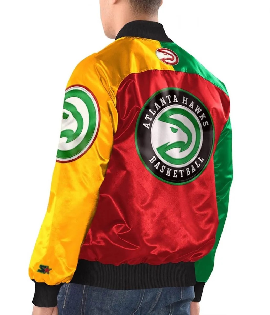 Atlanta Hawks Ty Mopkins Varsity Satin Jacket 2 Atlanta Hawks Ty Mopkins Varsity Satin Jacket