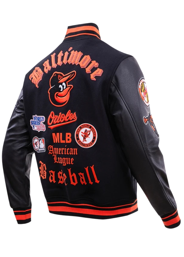 Baltimore Orioles Old English Wool Varsity Jacket 4 Baltimore Orioles Old English Varsity Jacket