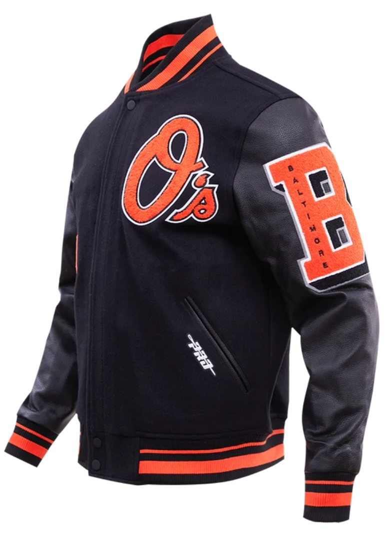 Baltimore Orioles Old English Wool Varsity Jacket 3 Baltimore Orioles Old English Wool Varsity Letterman Jacket