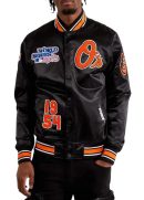 Baltimore Orioles World Series Black Bomber Satin Jacket