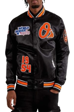 Baltimore Orioles World Series Black Bomber Satin Jacket