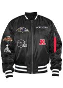 Baltimore Ravens MA-1 Black Varsity Satin Bomber Jacket