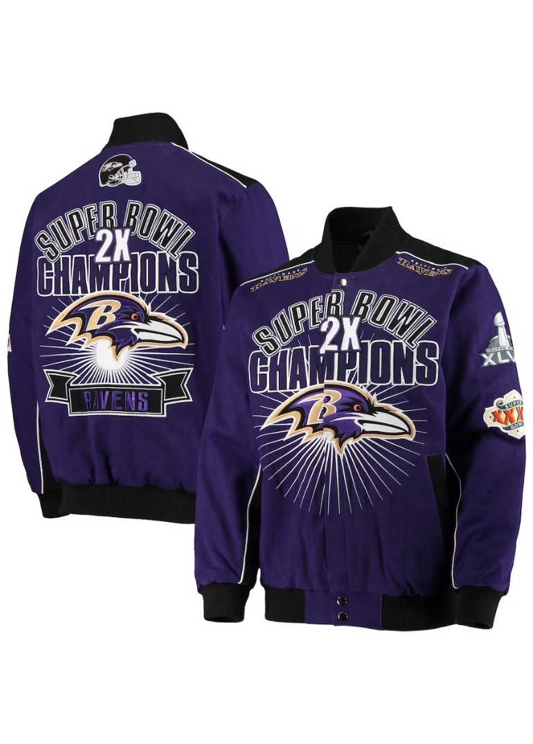 Baltimore Ravens Super Bowl 2x Champions Bomber Jacket