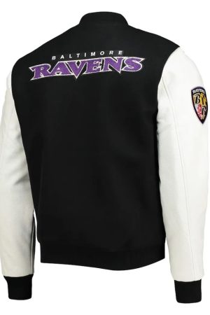 Baltimore Ravens Logo Black and White Varsity Jacket