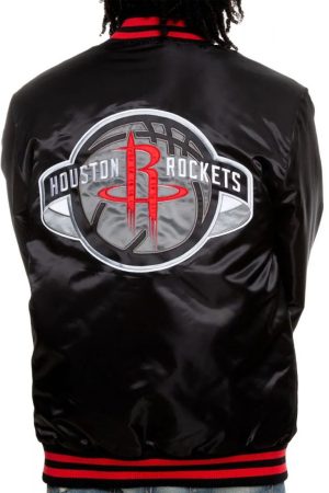 Bomber Houston Rockets Satin Black Jacket