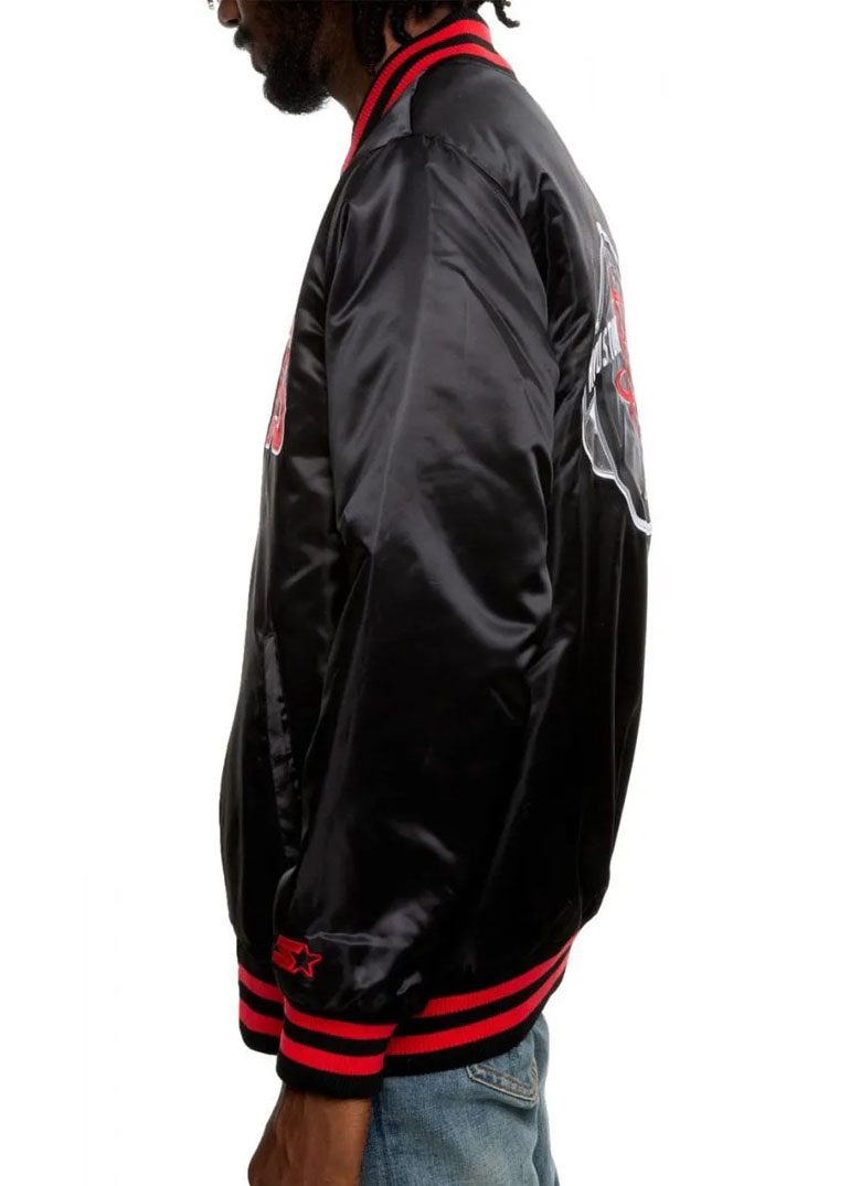 Bomber Houston Rockets Satin Black Jacket 5 Bomber Houston Rockets Satin Black Jacket