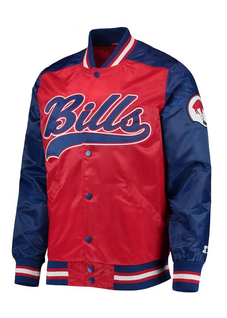 Buffalo Bills The Tradition Team Full-Snap Varsity Satin Jacket 1 Buffalo Bills The Tradition Team Full-Snap Varsity Satin Jacket