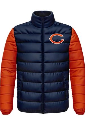 Chicago Bears Navy and Orange Puffer Jacket