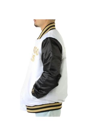Chicago Bulls Black and White Satin Jacket