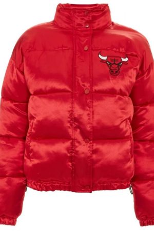 High School Chicago Bulls Red Puffer Jacket