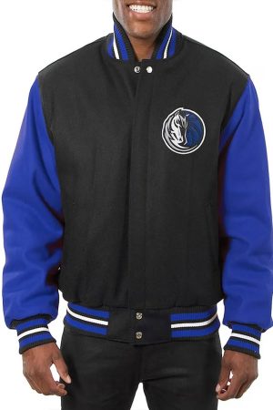 Dallas Mavericks Black and Blue Varsity Jacket