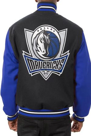 Dallas Mavericks Black and Blue Varsity Jacket