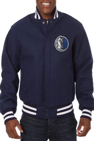 Dallas Mavericks Navy Blue Varsity Wool Jacket