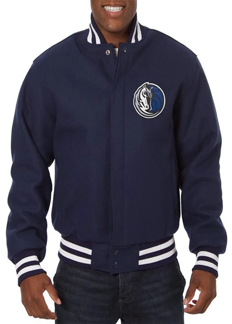 Dallas Mavericks Navy Blue Varsity Wool Jacket 1 Dallas Mavericks Navy Blue Varsity Wool Jacket